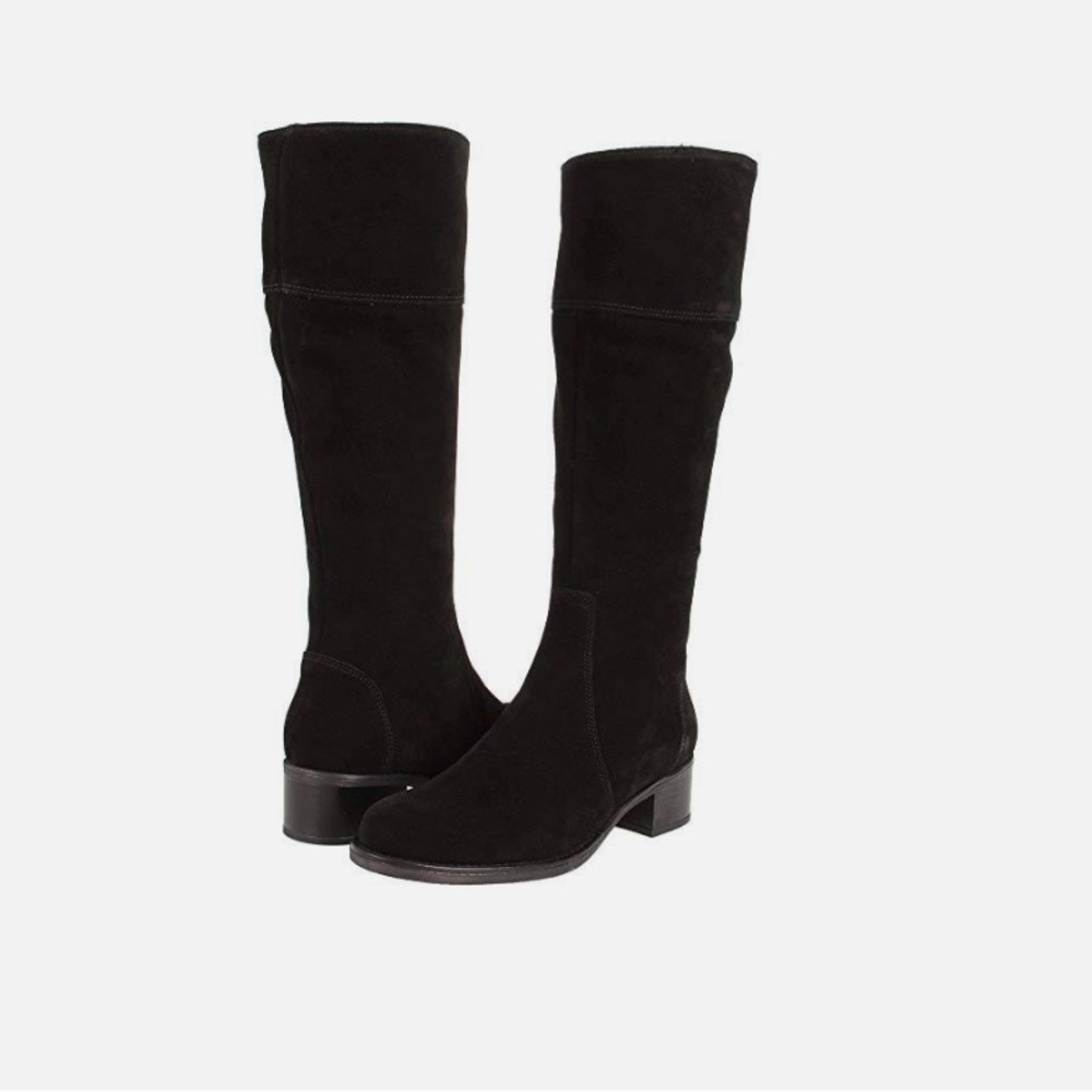 • la canadienne • Women’s Suede Brown Buckle Knee High Boots 8.5 Block Heel